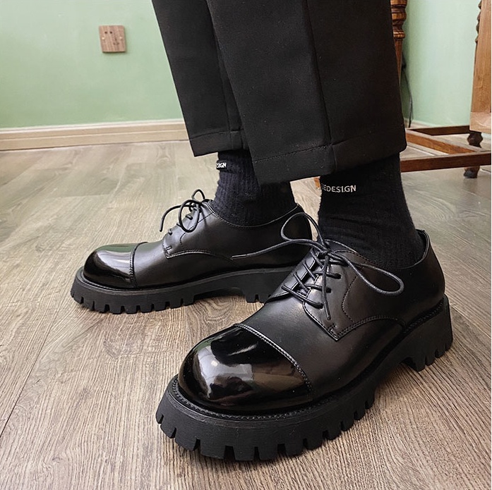 Round-Toe Leather Shoes Men'S Trend Wild Youth Business Dress Shoes Increase The Trend Of British Leather Men'S Shoes - Image 2