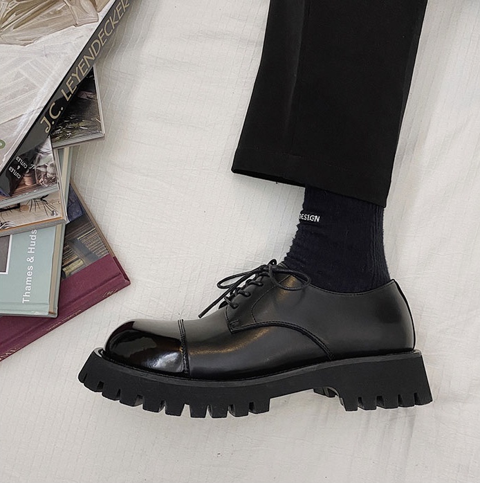 Round-Toe Leather Shoes Men'S Trend Wild Youth Business Dress Shoes Increase The Trend Of British Leather Men'S Shoes - Image 8